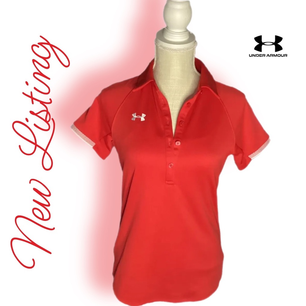 Under Armour Women's Sz XXS Red UV RIVAL Golf Polo Short Sleeve Loose Fit